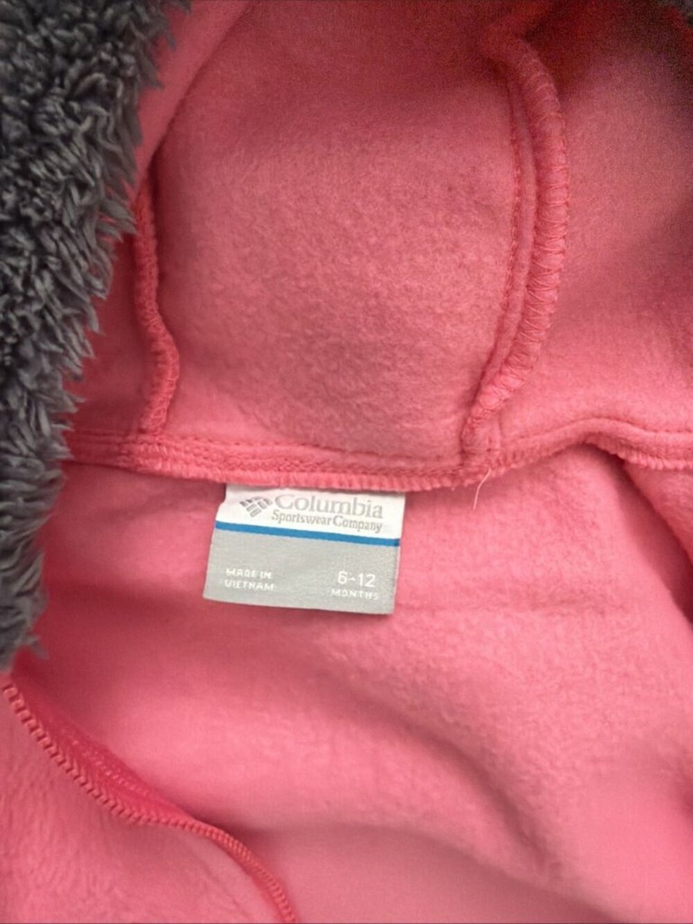 Columbia Baby Girl Winter Bunting Fleece Snowsuit Bear Ears Size 6-12 M (K13) - Picture 5 of 5